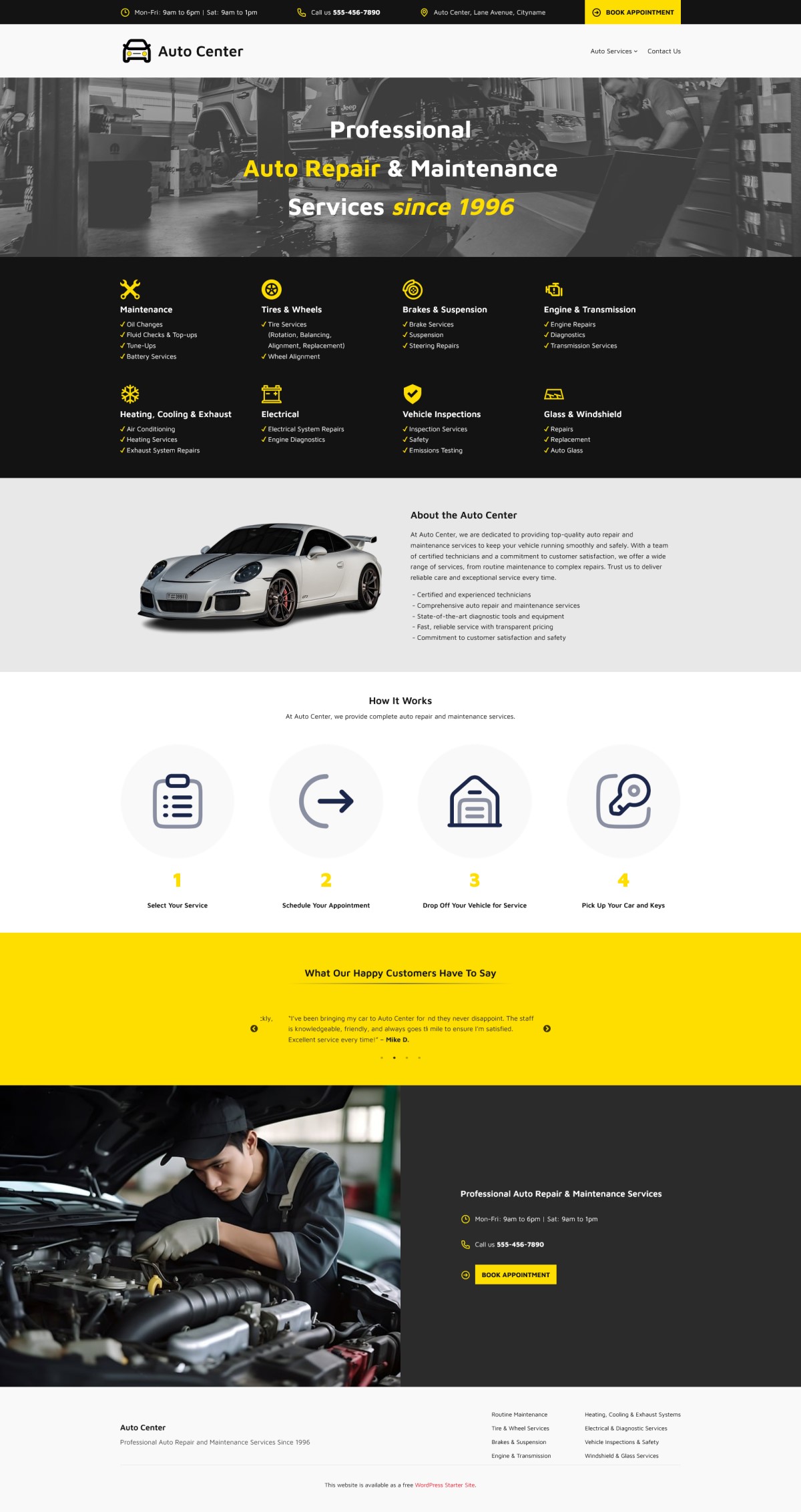 Starter site for an auto center