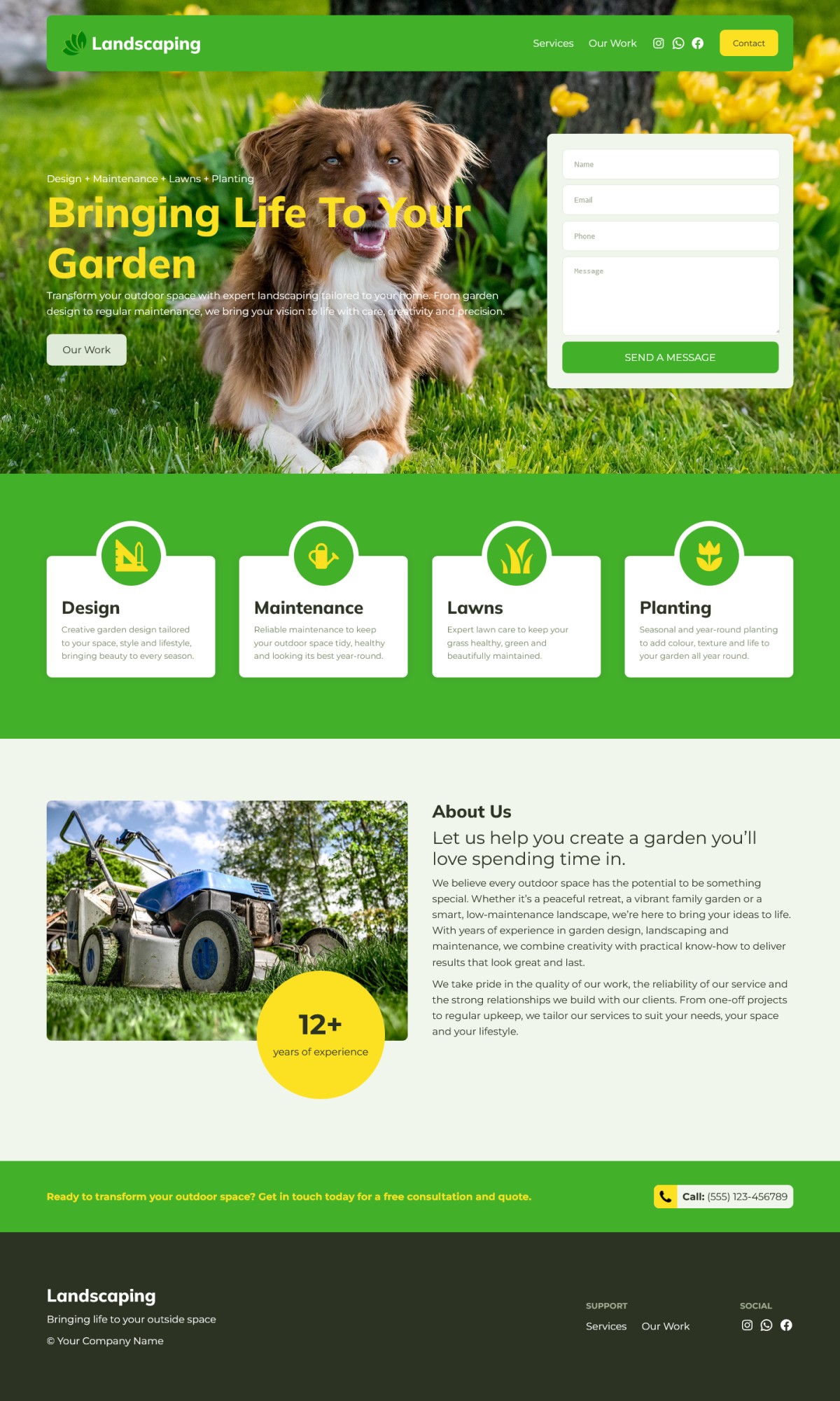 Starter site for landscaping business