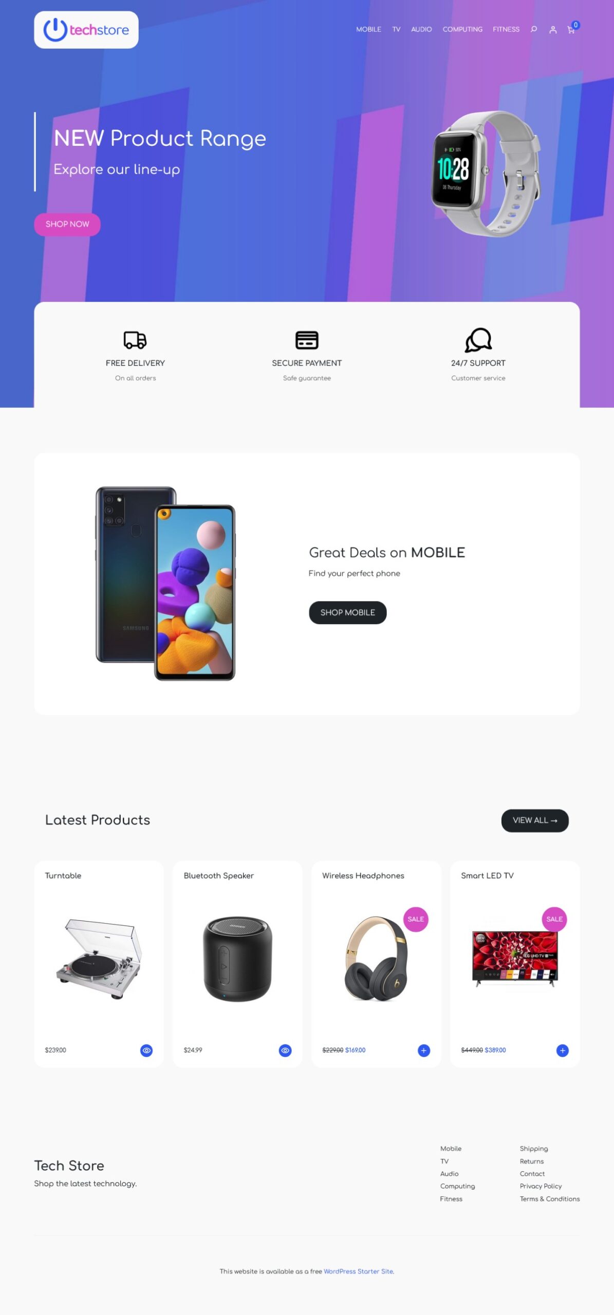 Ecommerce starter site for a technology store