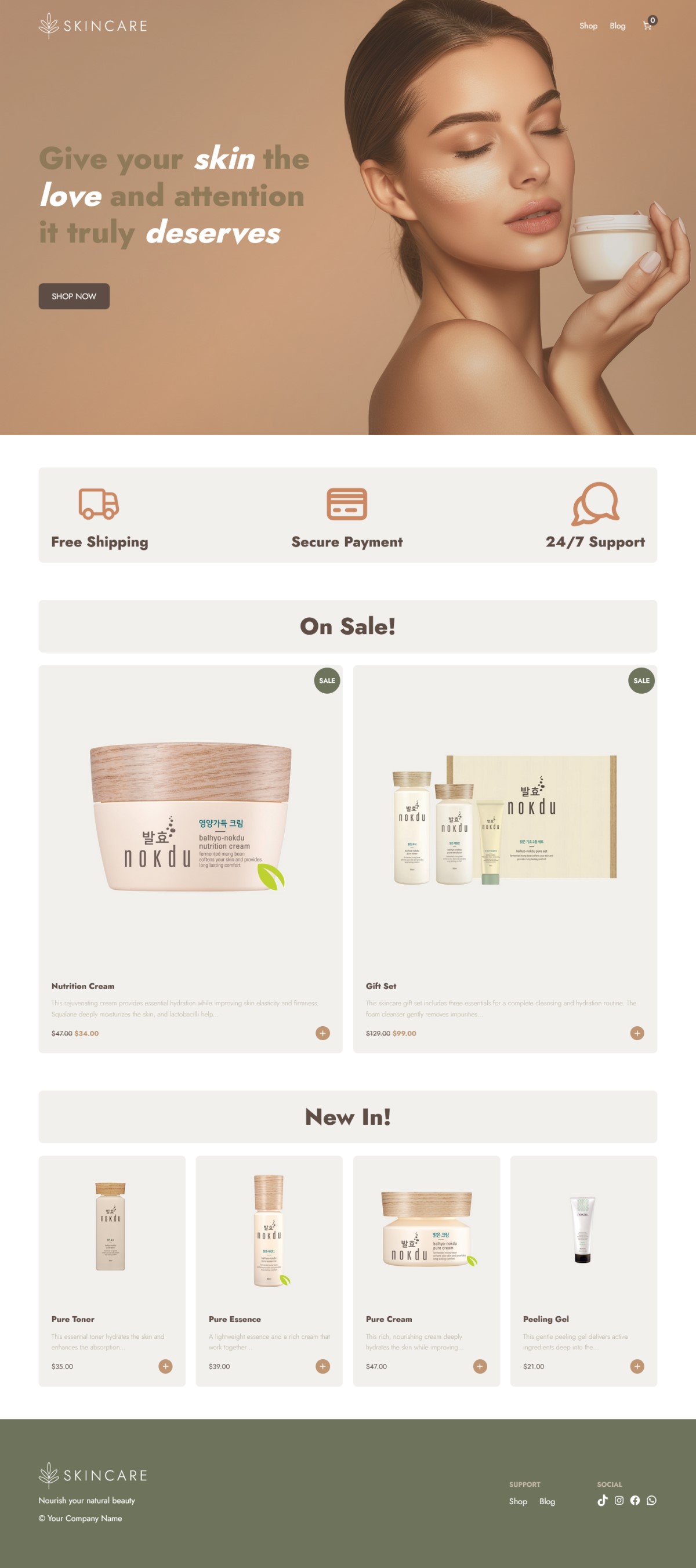 A skin care ecommerce starter site