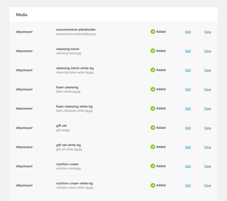 Viewing the imported media attachments in the activation log