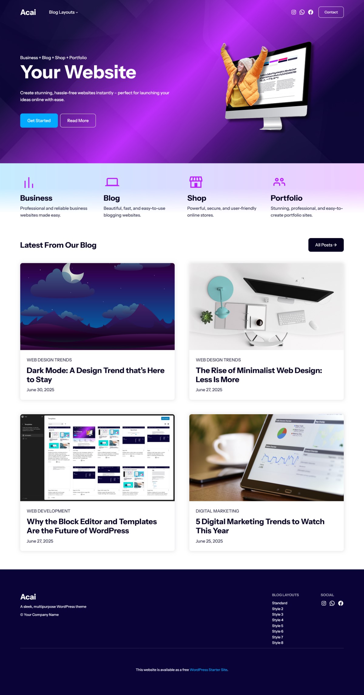The Acai WordPress theme demo