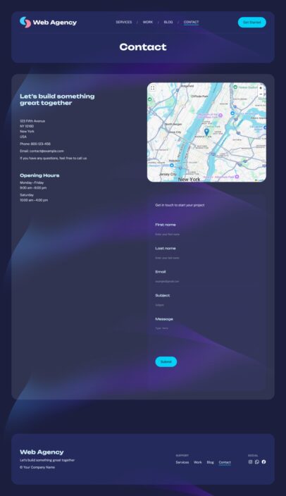 Contact page of the web agency starter site